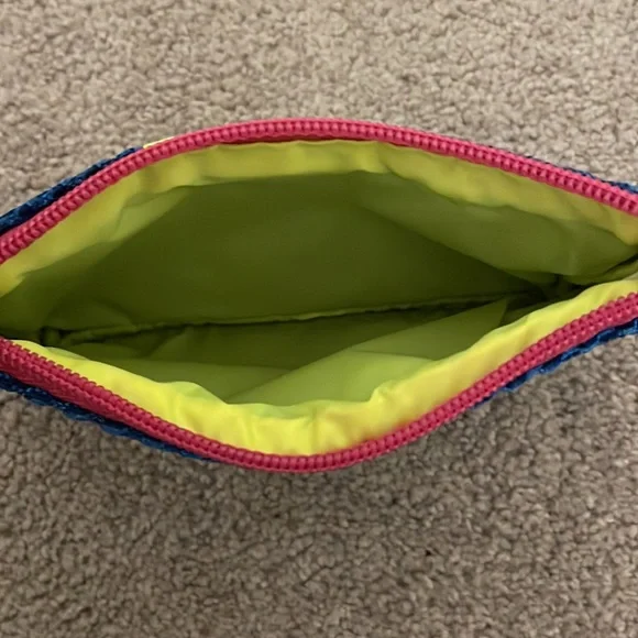 NWOT - Blue, Lime Green & Pink Cosmetic Bag/Clutch - 7X4.5” with green interior - Picture 3 of 3